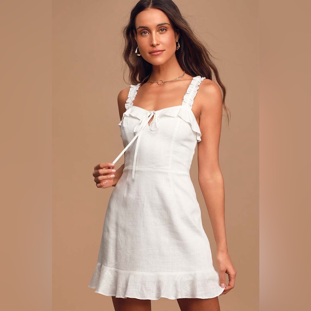 NWT - Lulus White Linen Cocktail Dress - Size S